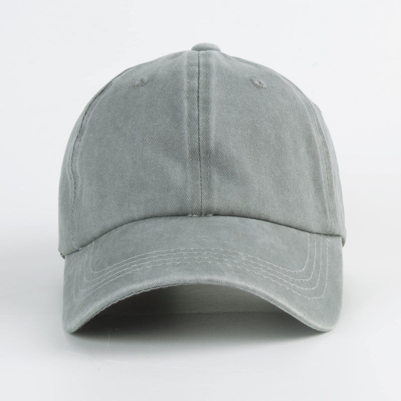 LANGZHEN Unisex Plain Washed Cotton and Denim Baseball Cap Adjustable Dad Hat(Light Grey) - Image 2